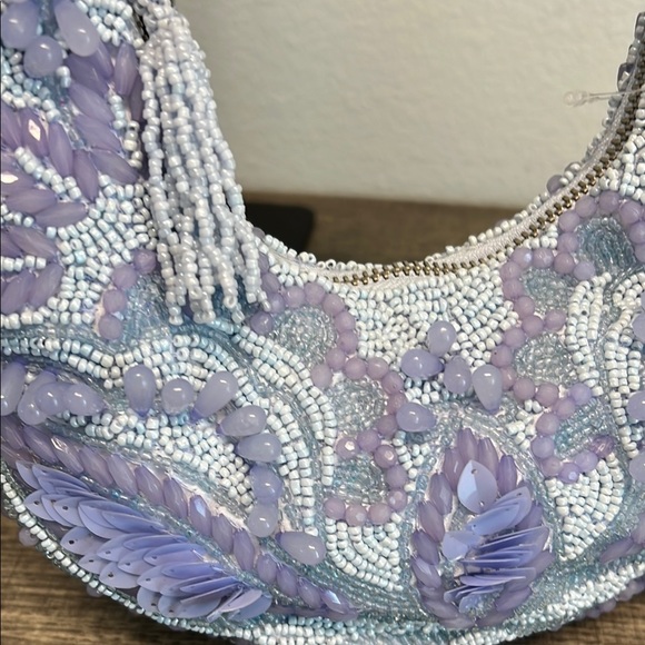 Purple Hobo Bag with Floral Paisley Print - Picture 6 of 7